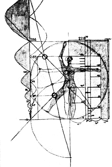 Figure 9: Le Corbusier: Man in proportioned square, 1955, fig. 15